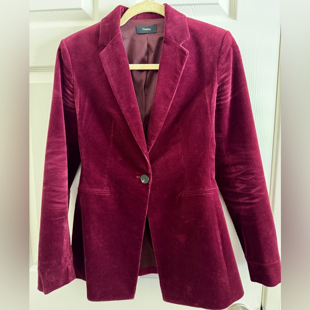 Like new authentic Theory velvet blazer and pants